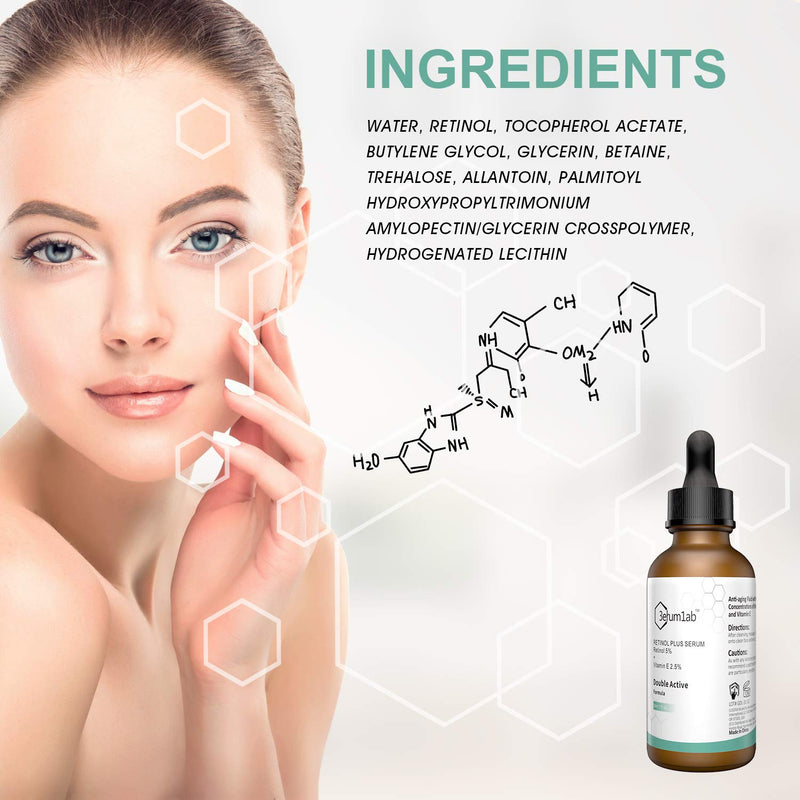 [Australia] - Retinol Serum High Strength for Face and Skin, Unique Double Active Ingredients of Retinol & Vitamin E, Synthetic Effect to Reduce Wrinkle, and Dark Circle (4 PACK) 4 PACK 