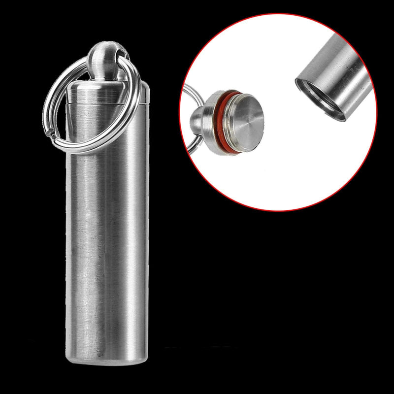 [Australia] - Mini Pill Holder Waterproof Pill Containers, Portable Pill Case, Stainless Steel Pill Box with Keychain for Outdoor Camping Traveling 