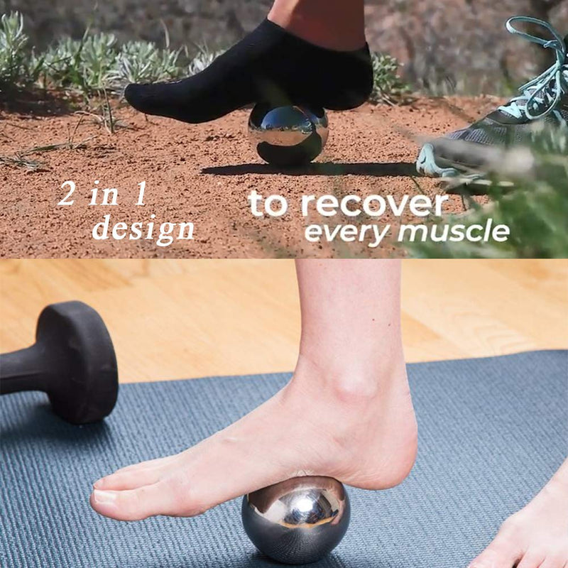 [Australia] - Cryosphere Cold Massage Roller Ball - Massage Ball for Cold & Heat Relief, Myofascial Release, Trigger Point Therapy, Muscle Knots - Deep Tissue Ice Massager 80 mm Blue and Grey 