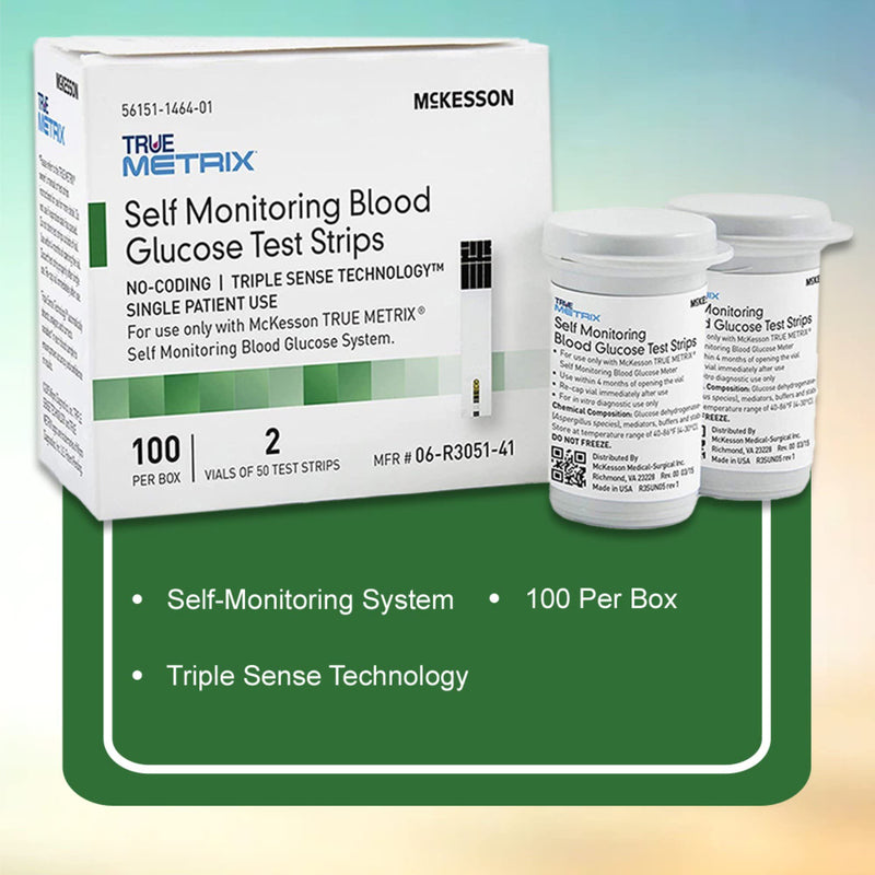 [Australia] - McKesson 06-R3051-41 True Metrix Self Monitoring Blood Glucose Test Strip, Box of 100 