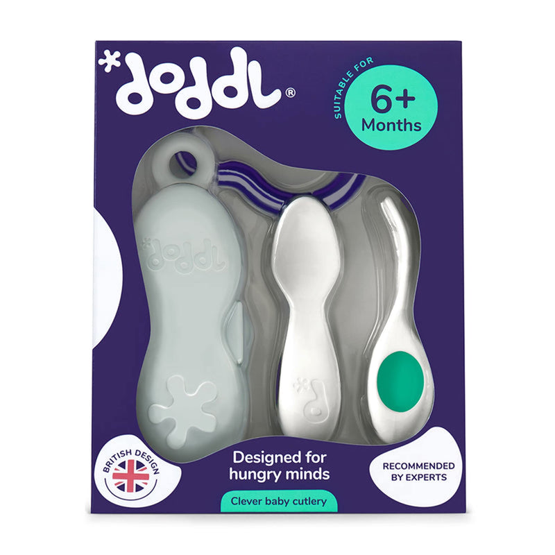 [Australia] - Doddl Baby Spoon and Fork, Cutlery Set for Babies 6+ Months, Learn to Self-Feed. Helps Weaning (Aqua) 