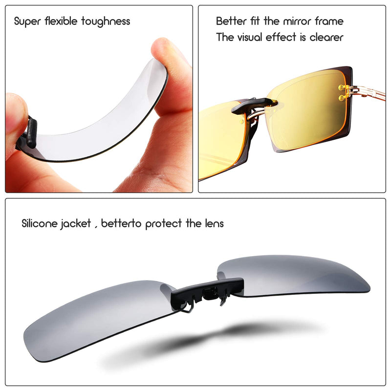 [Australia] - 5 Pieces Polarized Clip on Sunglasses Rimless Rectangle Clip on Sunglasses Lightweight Polarized Eyeglasses for Myopia Eyeglasses Outdoor Night Driving Men Women 