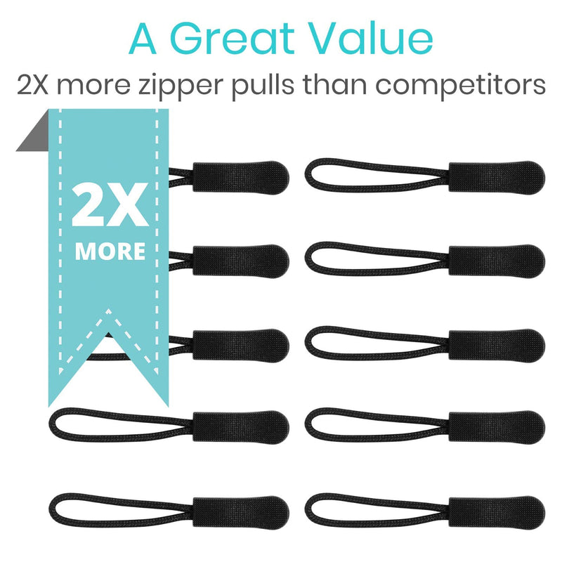 [Australia] - Vive Zipper Pulls Replacement (10 Pack) - Helper Grip Fix for Clothes, Shoes, Purse, Handbag, Luggage, Jacket, Backpack, Boot - Universal Easy Gripper Puller - Set of Plastic Repair Tabs Dexterity Aid Black 10 Pieces 