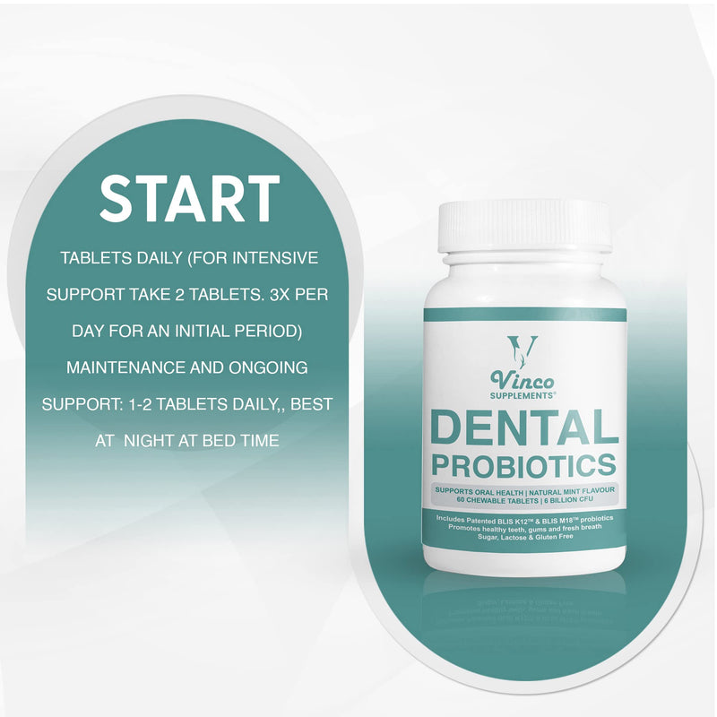 [Australia] - Dental Probiotics - Advanced Oral Probiotics for Mouth - Bad Breath Treatment Supplement with BLIS K12 & BLIS M18-6 Billion CFU - Mint Flavour Chewable Oral Care Tablets - 60 Count 