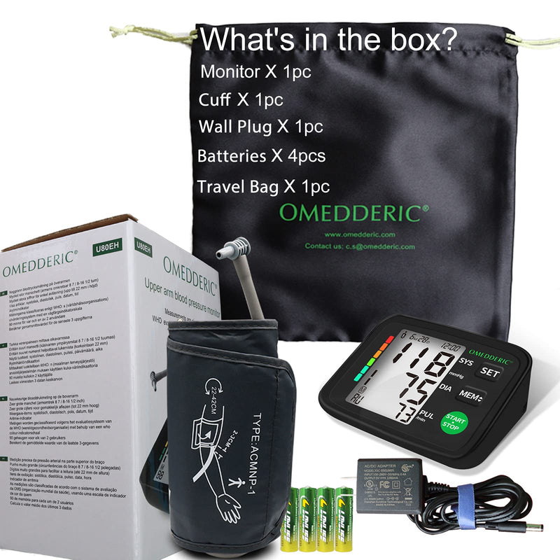 [Australia] - OMEDDERIC Blood Pressure Monitor Arm Cuff Kit,Digital BP Meter with Large Display-Irregular Heartbeat & Hypertension Detector,Includes AC Power Adapter,Batteries,Carrying Bag(All New 2023) 