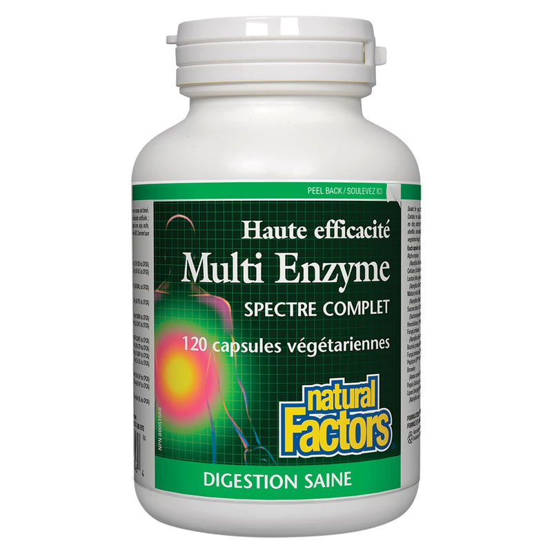 [Australia] - Natural Factors, High Potency Multi Enzyme Vegetarian Formula, Plant-Based Digestive Aid, 120 Capsules 120 Count (Pack of 1) 