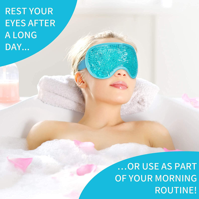 [Australia] - Cooling Ice Gel Eye Mask-Reusable Eye Masks, Sleeping Mask with Plush Backing for Headache, Puffiness, Migraine, Stress Relief (Blue) Blue 