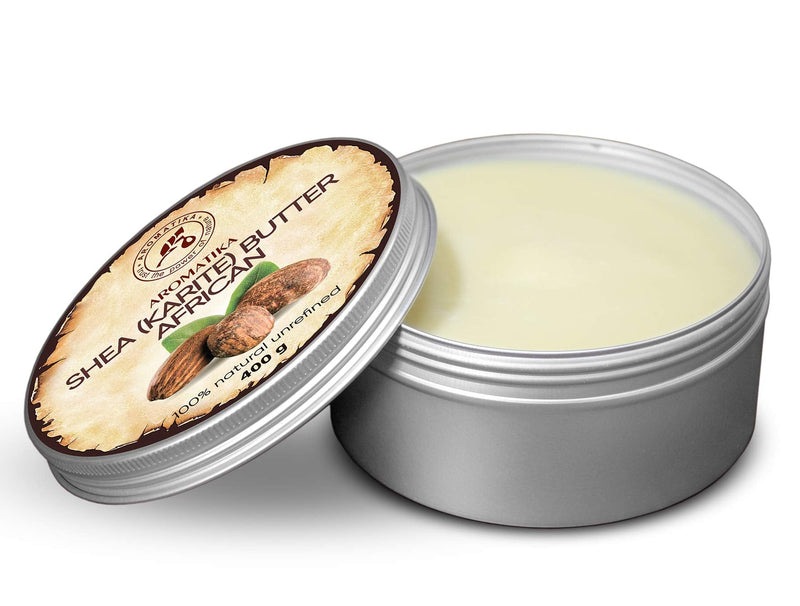 [Australia] - Shea Butter Cold Pressed 400g - Unrefined African Shea Butter - Ghana - 100% Pure & Natural - Best for Hair - Skin - Lip - Face - Body Care - Karite Shea Butter - Aluminium jar 
