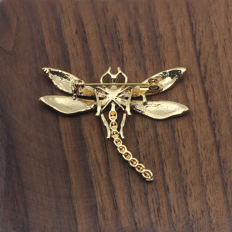 [Australia] - CUFTS Dragonfly Enamel Brooch Pin Crystal Rhinestone Animal Brooches Jewelry for Women Girls Green 