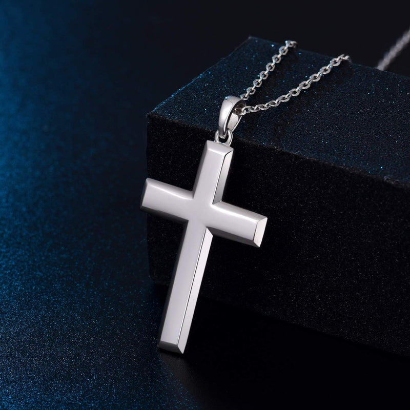 [Australia] - MONBO Cool Cross Pendant Necklace Classic High Polish Sterling Silver Shiny Cross Pendant Long Necklace for Men/Women B#40mm*22.5mm(1.57*0.89in),22inch 