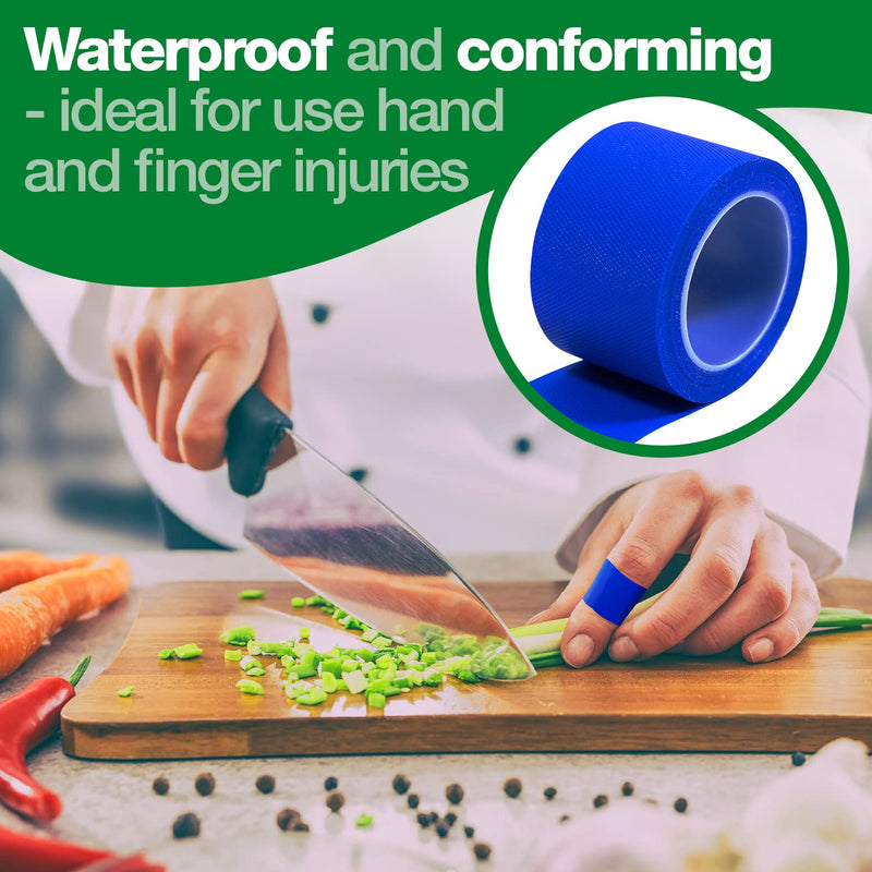 [Australia] - HypaPlast Blue Waterproof First Aid Tape for securing Plasters and Dressings, 2.5 cm x 5m, Pack of 3 Rolls 