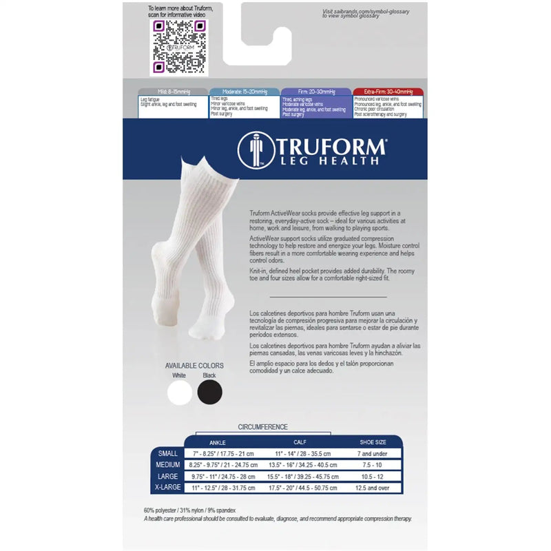 [Australia] - Truform Compression Socks, 15-20 mmHg, Men's Dress Socks, Knee High Over Calf Length Large (1 Pair) Black 