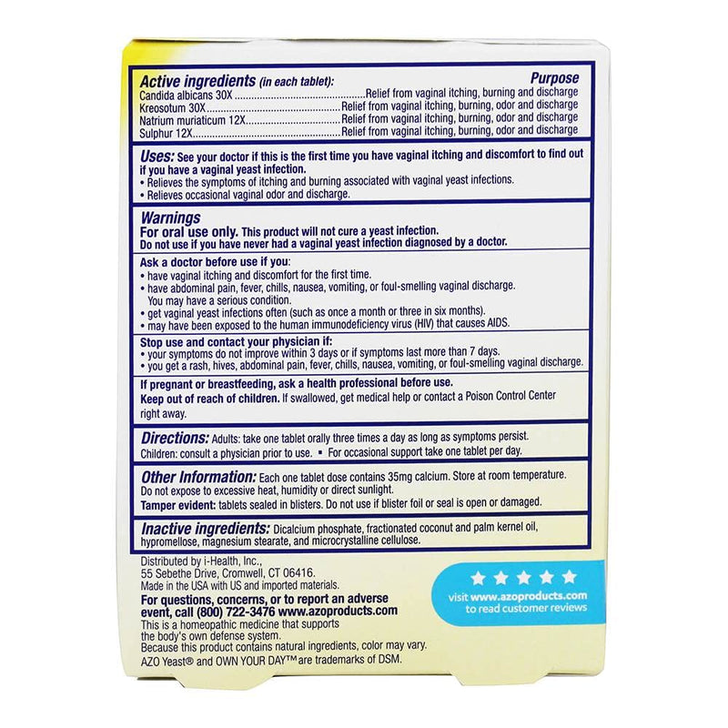 [Australia] - AZO Yeast Plus Tablets 60 ea (Pack of 6) - Packaging May Vary 