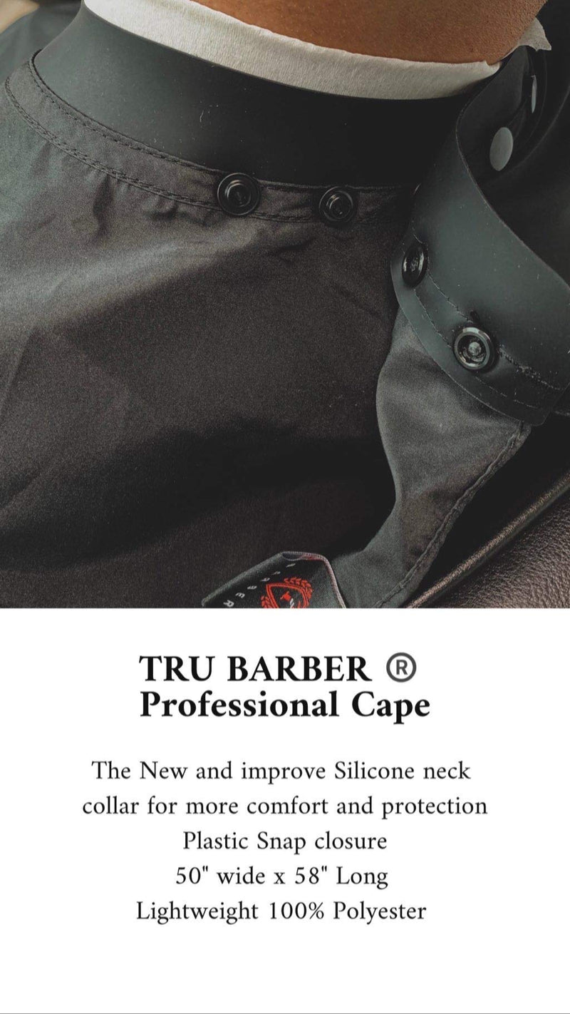 [Australia] - TRU BARBER Silicone neck cape, 100% Polyester, light weight cape and Waterproof, Professional Cape with Snap Closure Hair Salon Cutting Cape, Barber Cape, Barbershop cape, 50" x 58” (Blak/Red) Blak/Red 