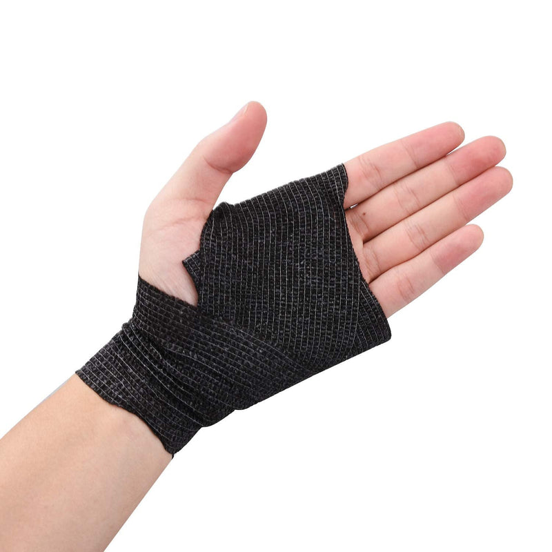 [Australia] - TOBWOLF 12PCS First Aid Self Adherent Bandage, 3"x5yd / 7.5cmx4.5m Cohesive Bandage Tape Wrap, Elastic Athletic Non Woven Fabric Vet Wrap for Sports, Medical - Black 3x180 Inch (Pack of 12) 