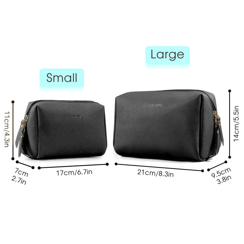 [Australia] - Large Vegan Leather Makeup Bag for Purse Travel Makeup Pouch Mini Cosmetic Bag for Women Girls Black Large 