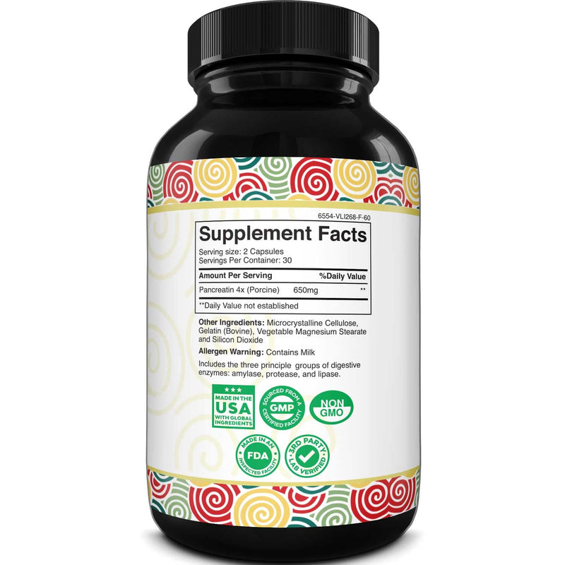 [Australia] - Digestive Enzyme Supplements for Gut Health - Pancreatin Digestive Enzymes for Digestion Upset Stomach Relief and Leaky Gut Repair - Pure Digestive Enzymes Digestion Supplement for Women and Men 