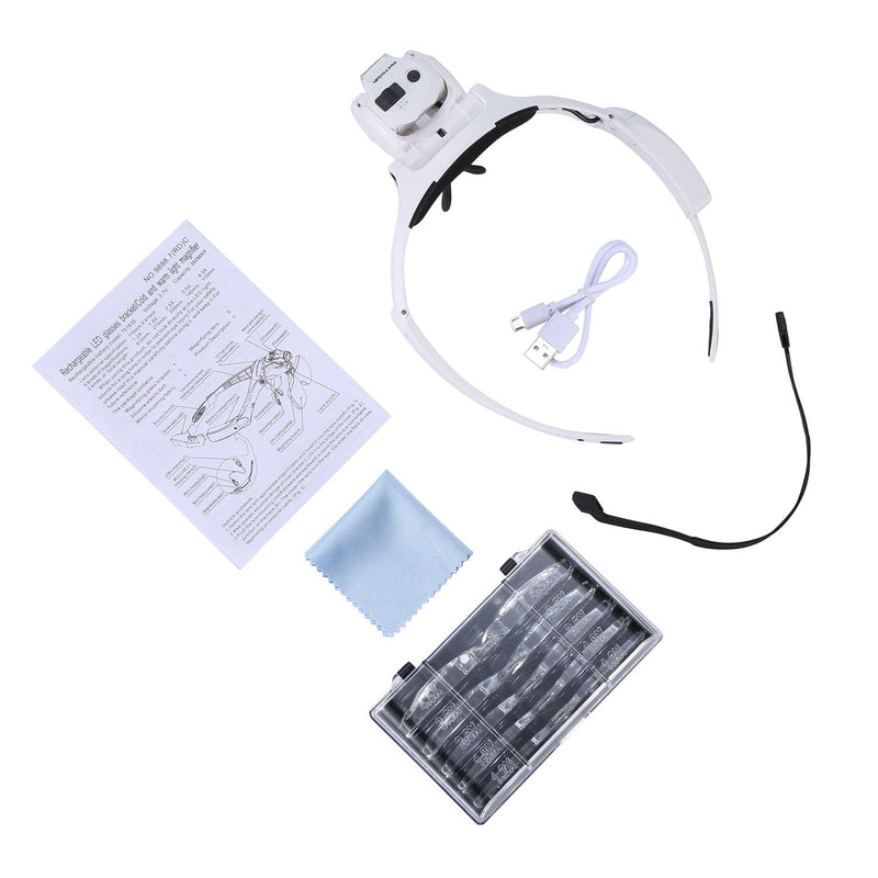 [Australia] - YOCTOSUN Head Magnifier with 5 LED Lights, Rechargeable Hands Free Headband Magnifying Glass with 5 Interchangeable Lenses, Great Magnifying Glasses for Jewelry, Arts and Crafts, Hobby 