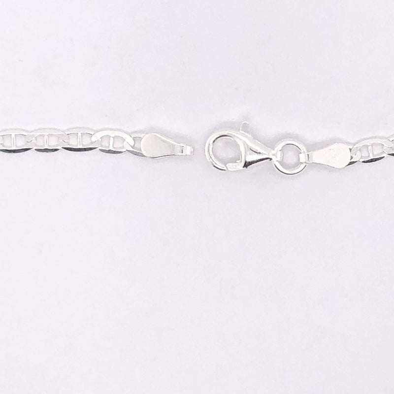 [Australia] - Pori Jewelers 925 Sterling Silver 2mm, 3mm, 3.5mm, 5.5mm Flat Mariner/Marina Link Chain Necklace 16.0 Inches 