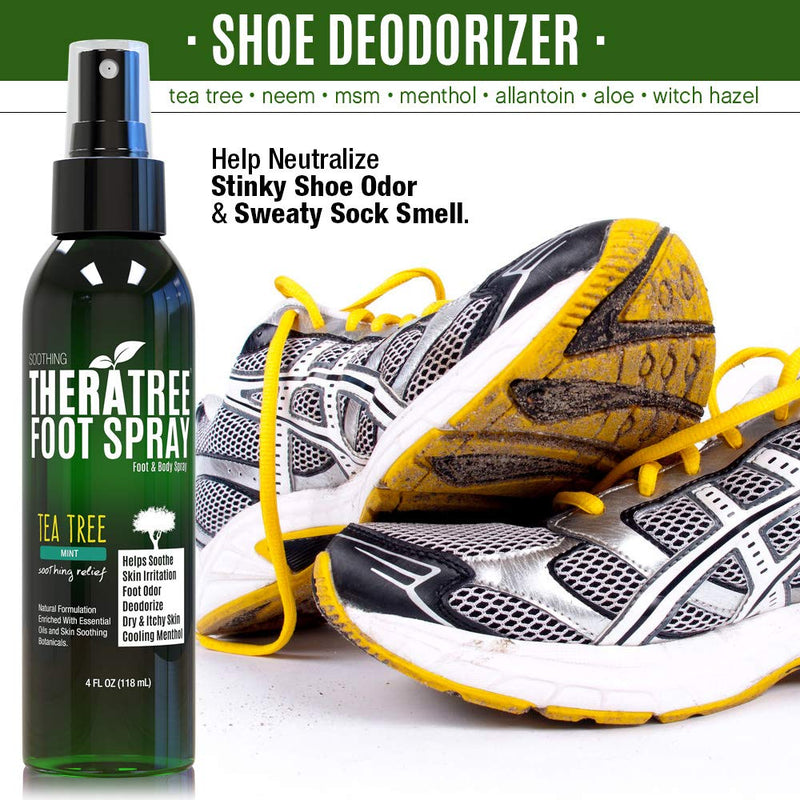 [Australia] - TheraTree Foot Spray for Shoe & Foot Odor with Tea Tree, Neem, MSM & Menthol for Soothing Skin Irritation. Great for Athletes. 