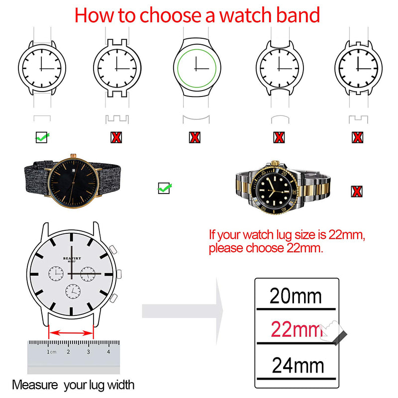 [Australia] - Canvas Quick Release Watch Band 18mm 20mm 22mm 24mm Nylon Watch Strap for Men Sturdy Breathable Replacement Watchband for Women black black buckle 