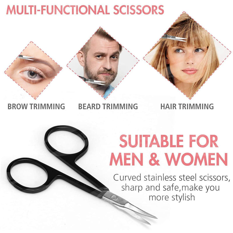 [Australia] - Gibot Eyebrow Set, 5pcs Stainless Steel Eyebrow Grooming Kit with Tweezers, Scissors, Eyebrow Brush Comb, Eyebrow Pencil, Razor and Travel Case for Women and Men, Black 