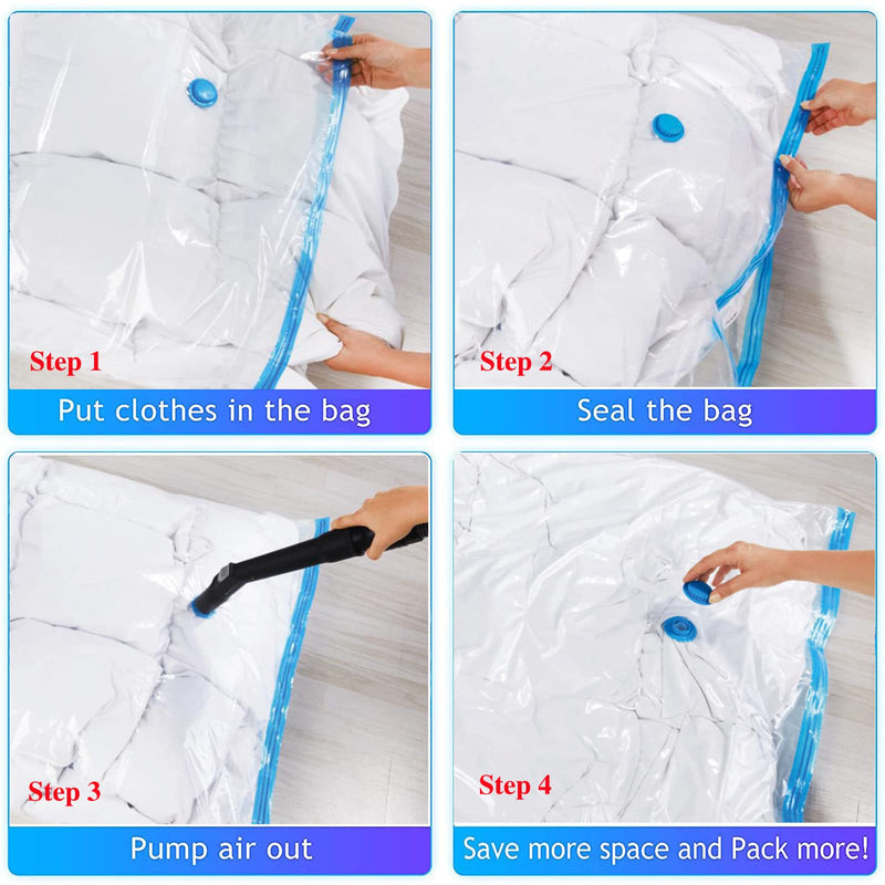 [Australia] - Premium Reusable Vacuum Bags (Jumbo 4 Pack,Travel Hand Pump Included)Jumbo Airtight Space Compression Bags - Max Space Saving for Bedding, Duvets, Clothes 