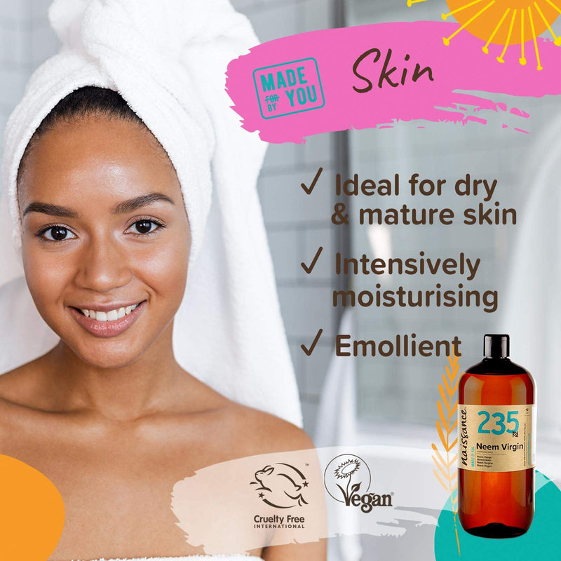 [Australia] - Naissance Virgin Neem Oil 1 Litre - Pure, Natural, Unrefined, Vegan and No GMO 