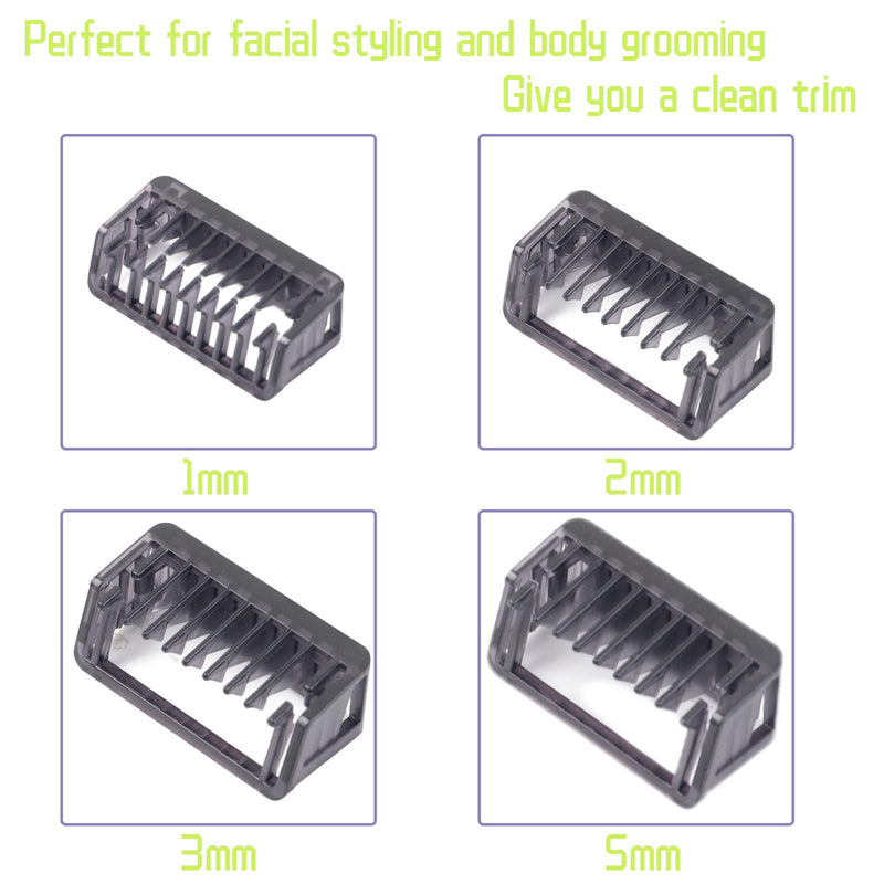 [Australia] - Guide Comb 1/2/3/5 MM for Philip OneBlade Shaver Body Hair Guards QP2510 QP2520 QP2521 QP2522 QP2530 QP2531 QP2620 QP2630 QP6505 QP6510 QP6520 QP6620 (1mm+2mm+3mm+5mm+Brush+Cape+Body Comb+Skin Guard) 1mm+2mm+3mm+5mm+Brush+Cape+Body Comb+Skin Guard 