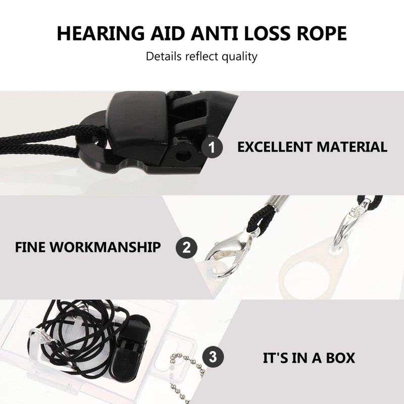 [Australia] - iplusmile Hearing Aids Clip For Adults- Protection Rope Strap Anti- lost Protector For Seniors (Black) Black 