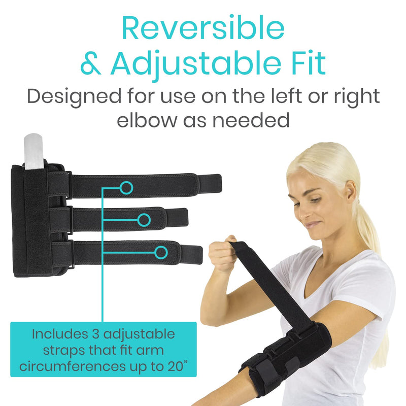 [Australia] - Vive Elbow Brace Stabilizer For Tendonitis, Tennis, Golf- Adjustable Compression Brace For Ulnar Nerve,Cubital Tunnel Syndrome- Soft Night Support Immobilizer Splint For Women & Men- Joint Pain Relief Black 