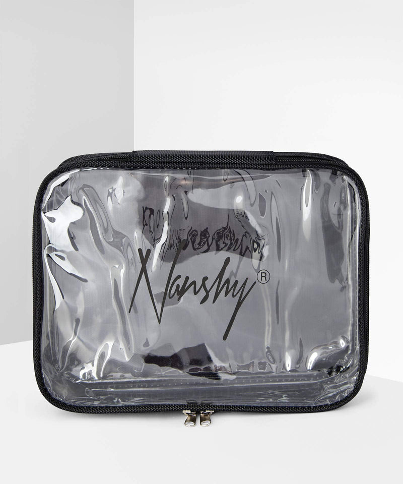 [Australia] - Nanshy Black Travel Cosmetic Makeup Organiser Bag with Clear Transparent Front and Zip - See Through - Great for Airport Cabin Flight Holiday Toiletry 