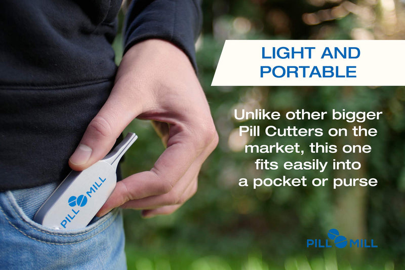 [Australia] - Pill Cutter Splitter by Pill Mill - Metal Blades That Will Never Dull - Grip Handle Helps to Cut Small or Large Pills with Ease - Light and Durable Tablet Divider - Perfect Medicine Slicer for Travel 