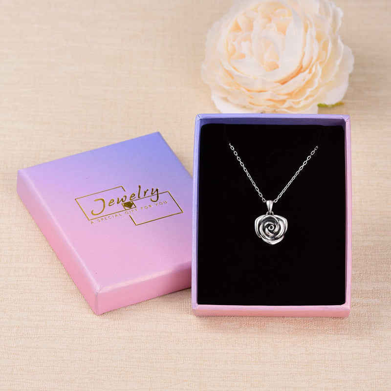 [Australia] - ACJFA Sterling Silver Rose Flower Cremation Urn Pendant Necklace Keepsake Ashes Memorial Jewelry for Women Oxidized 