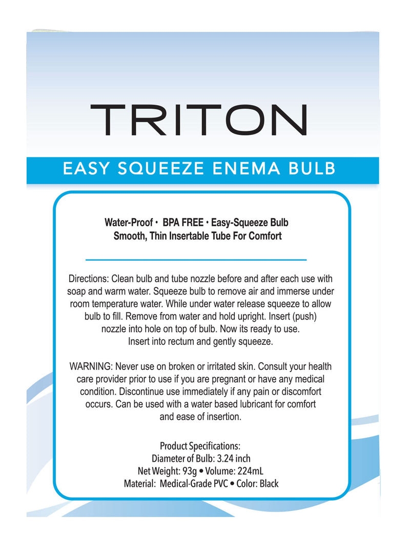 [Australia] - SHIBARI Triton Easy-Squeeze Enema Bulb, New & Improved Flexible Tip for Ultimate Comfort, Bpa & Phthalates Free, Ease Anal Silicone Douche for Men & Women, 7.4 Fluid Oz, Black, 1 Count 