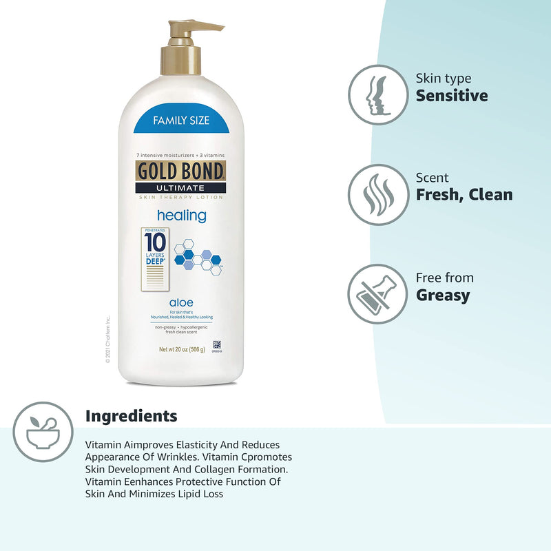 [Australia] - Gold Bond Healing Skin Therapy Lotion with aloe 20 oz., Non-Greasy & Hypoallergenic 