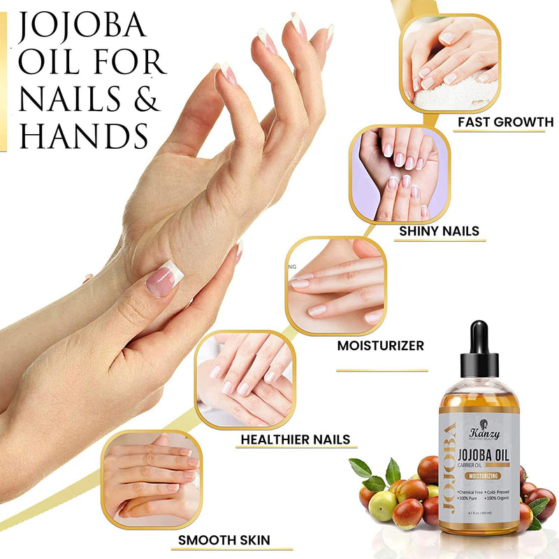 [Australia] - Kanzy Jojoba Oil Organic Cold Pressed 100% Pure 120ml Unrefined Hexane Free Carrier Oil for Hair Nails Body Skin & Face Body Oil-Certified 120 ml (Pack of 1) 