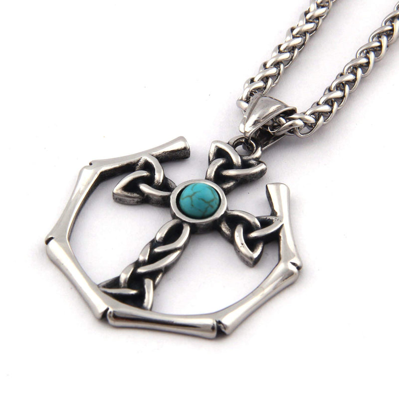 [Australia] - GUNGNEER Men Stainless Steel Celtic Cross Necklace Irish Triquetra Trinity Pendant Infinity Amulet Talisman Jewelry 28.0 Inches 