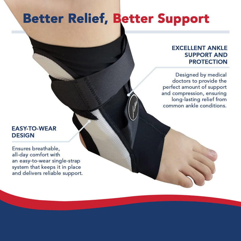 [Australia] - Doctor Developed Ankle Brace for Sprained Ankle, Support Stabilizer Splint for Injured Foot – Foot Brace/ Achilles & Peroneal Tendonitis – Ankle Brace For Women / Men - Doctor Handbook (Medium, Single, Left) Medium 