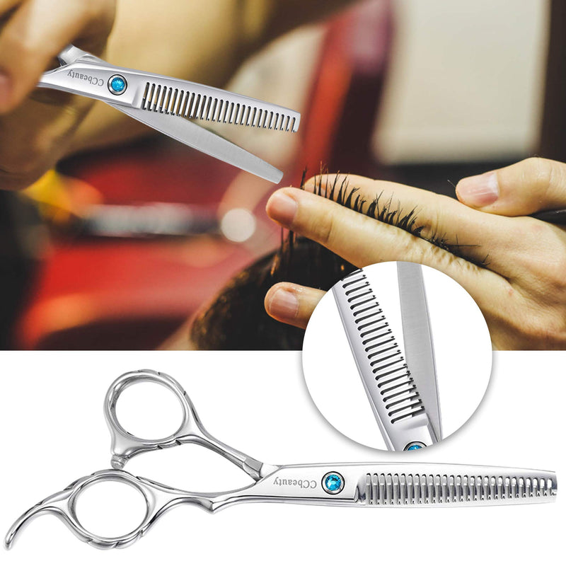 [Australia] - CCbeauty Hairdressing Shears, Hair Comb, Leather Scissors Case, Stainless Steel Hair Cutting Shears Kit For Men, Women #2 Blue Crystal 