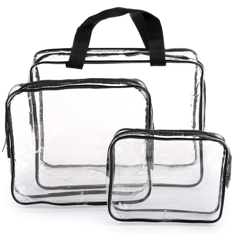 [Australia] - Hedume Set of 9 Clear Makeup Bags, TSA Approved Clear Toiletry Bag Set, Waterproof Clear PVC with Zipper Handle Portable Travel Luggage Pouch 