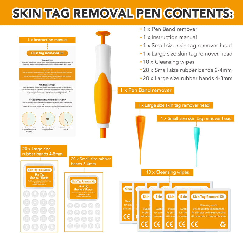[Australia] - Auto 2 in 1 Tag Remover, Tag Removal Kit Tools Device with 40 Micro and Regular Tag Bands, Safe and Painless Remove Small to Regular (2mm-8mm) Sized Orange 