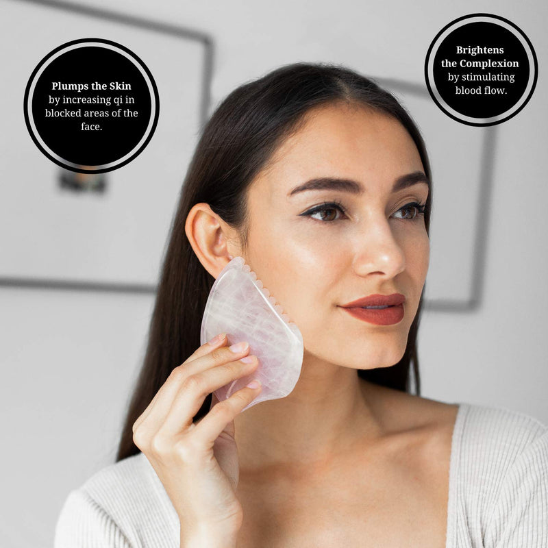 [Australia] - Brazilian Rose Quartz Gua Sha - Gua Sha Massage Tool for Face Eyes, Neck & Body - Genuine Rose Quartz Gua Sha Facial Tools Tone, Reduce Fine Lines and Wrinkles - Lymphatic Drainage Face Massager 