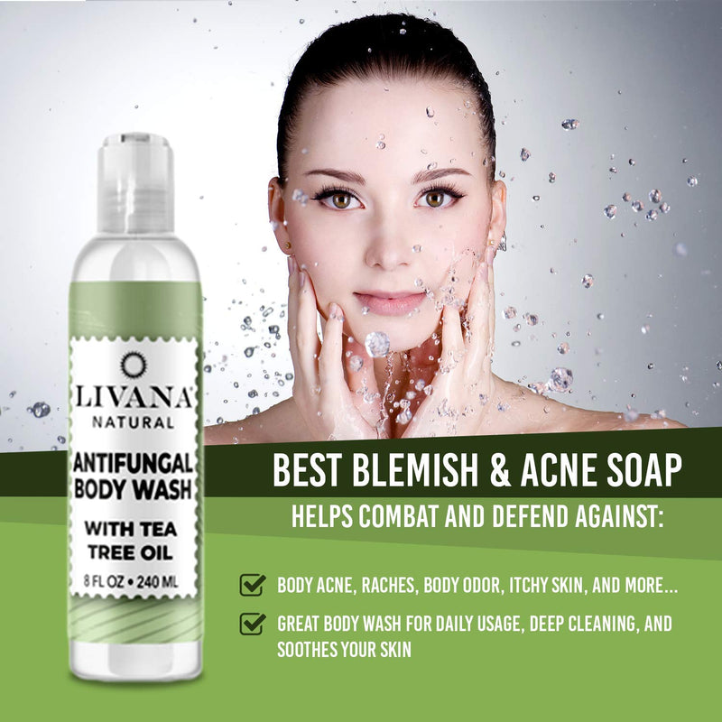 [Australia] - Antifungal Soap with Tea Tree Oil by Livana,8oz Treat & Wash Away Athletes Foot, Ringworm, Nail Fungus, Jock Itch, Body Odor & Acne. Antibacterial Defense for Bacteria Related Skin Irritations 