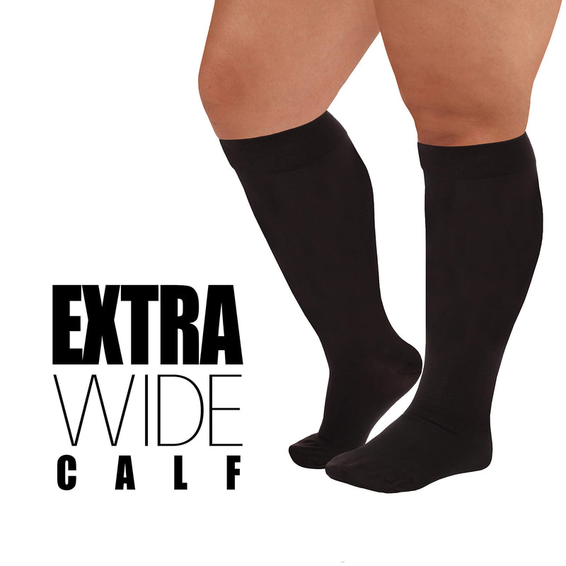 [Australia] - 4XL Mojo Compression Socks 20-30mmHg for Extra XX-Wide Ankle Calf Opaque Graduated Bariatric Support Stockings - Lymphedema Plus Size XXXX-L Black Closed Toe AB201BL7 4X-Large 