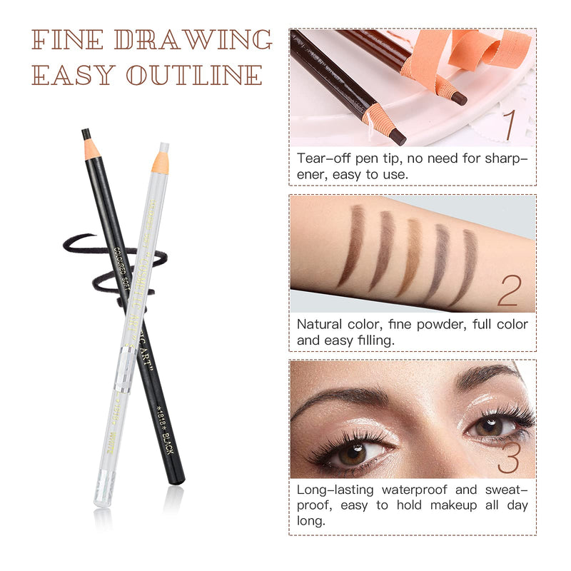 [Australia] - LSxia Waterproof Eye-Brows Pen-cil Set, Pull Cord Peel-off Eyebrow Pencil Microblading Eyebrow Pen Supplies Kit, White Eye-Liner Pencil and Eyebrows Tool Tattoo Makeup For Marking (5+1 Black) 5 Black + 1 White 