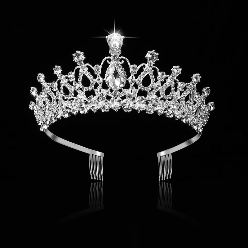 [Australia] - Frcolor Crystal Tiara Crown Rhinestone Wedding Bridal Tiara Headband with Veil 