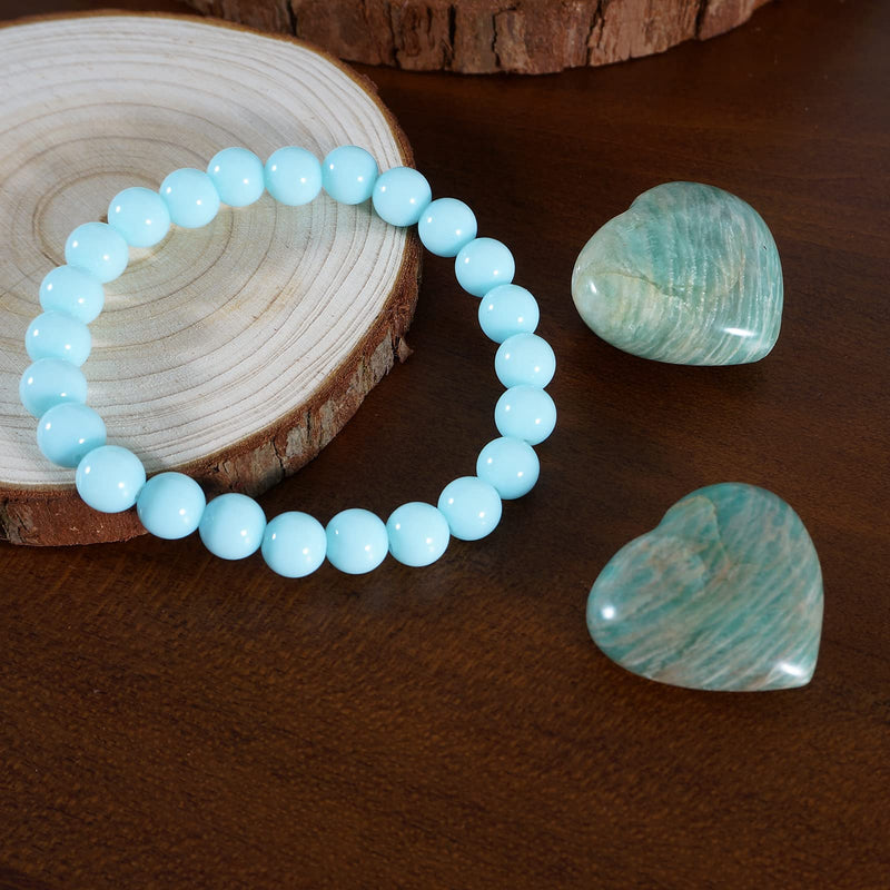 [Australia] - Soulnioi Healing Crystal Introverted Set 2Pcs Natural Quartz Amazonite Heart Crystal Stone and 1Pcs Amazonite Power Bead Crystal Bracelet B# Amazonite Crystal 
