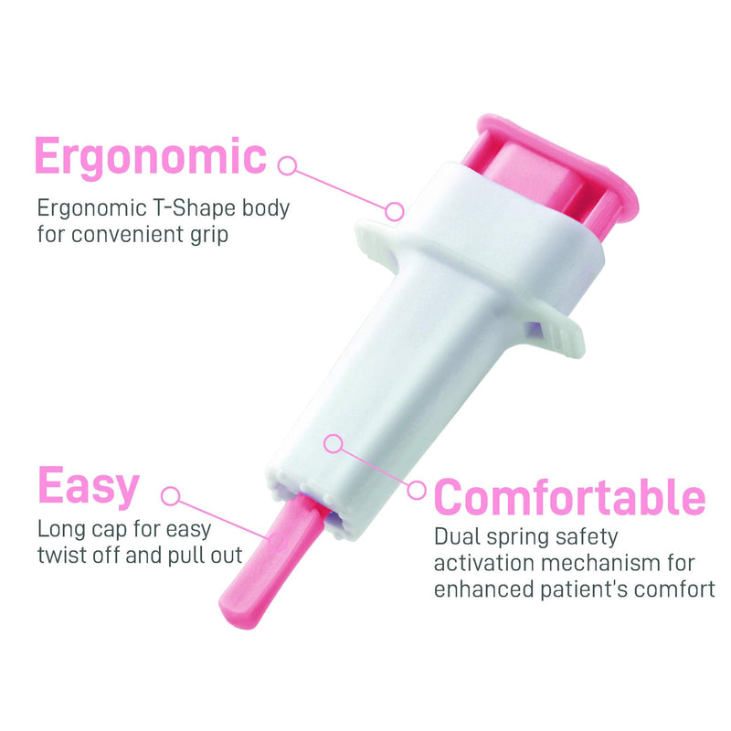 [Australia] - MediVena ONE-CARE PRO Safety Lancets, Top Push Button Activated, 28G x 1.5mm, 100/bx, Sterile, Gentle & Comfortable Sampling 