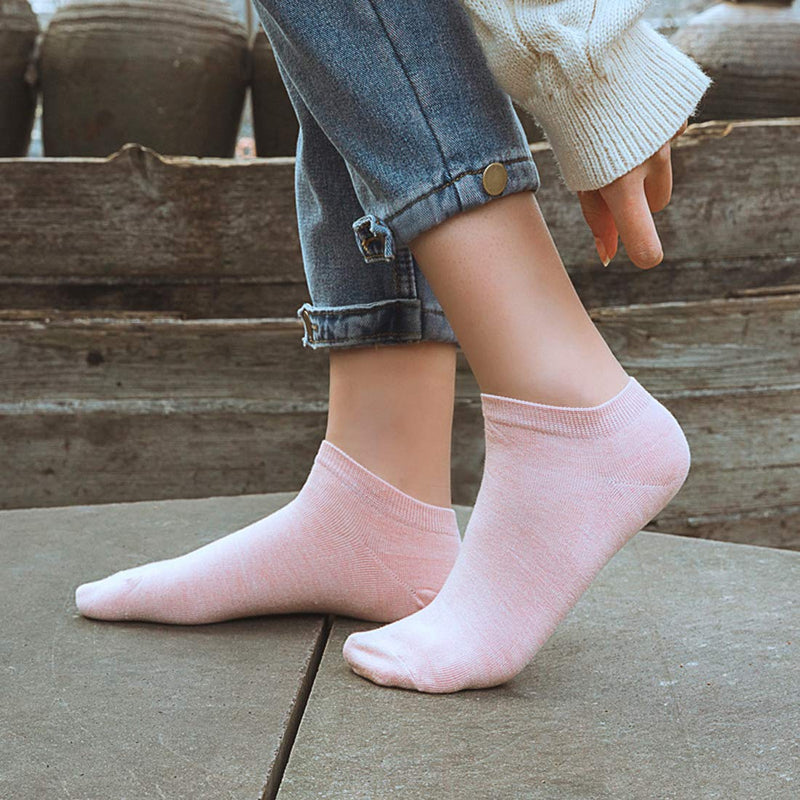 [Australia] - Hamjax Womens Bamboo Invisible Socks Casual Ankle Socks, 5 Pairs 3-6 White 